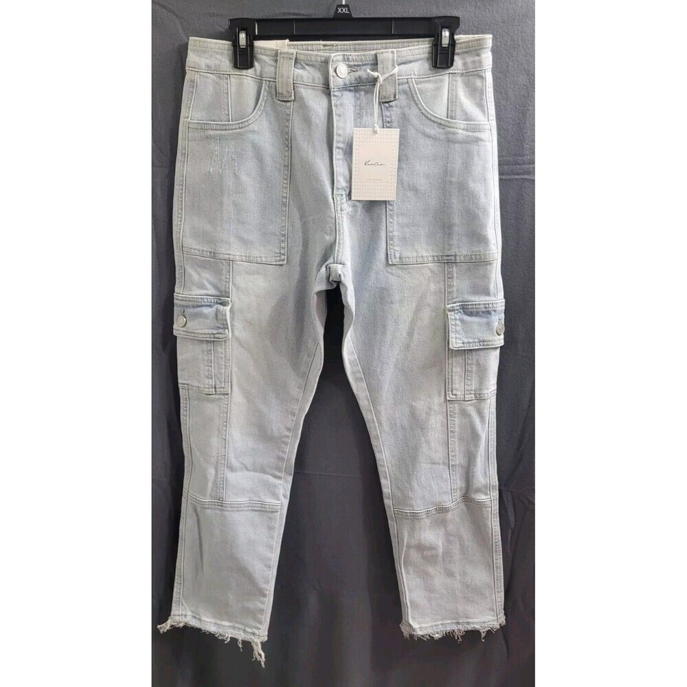 Kancan Jeans Winston High-Rise Cargo Straight Size 9/28 Light Wash Denim